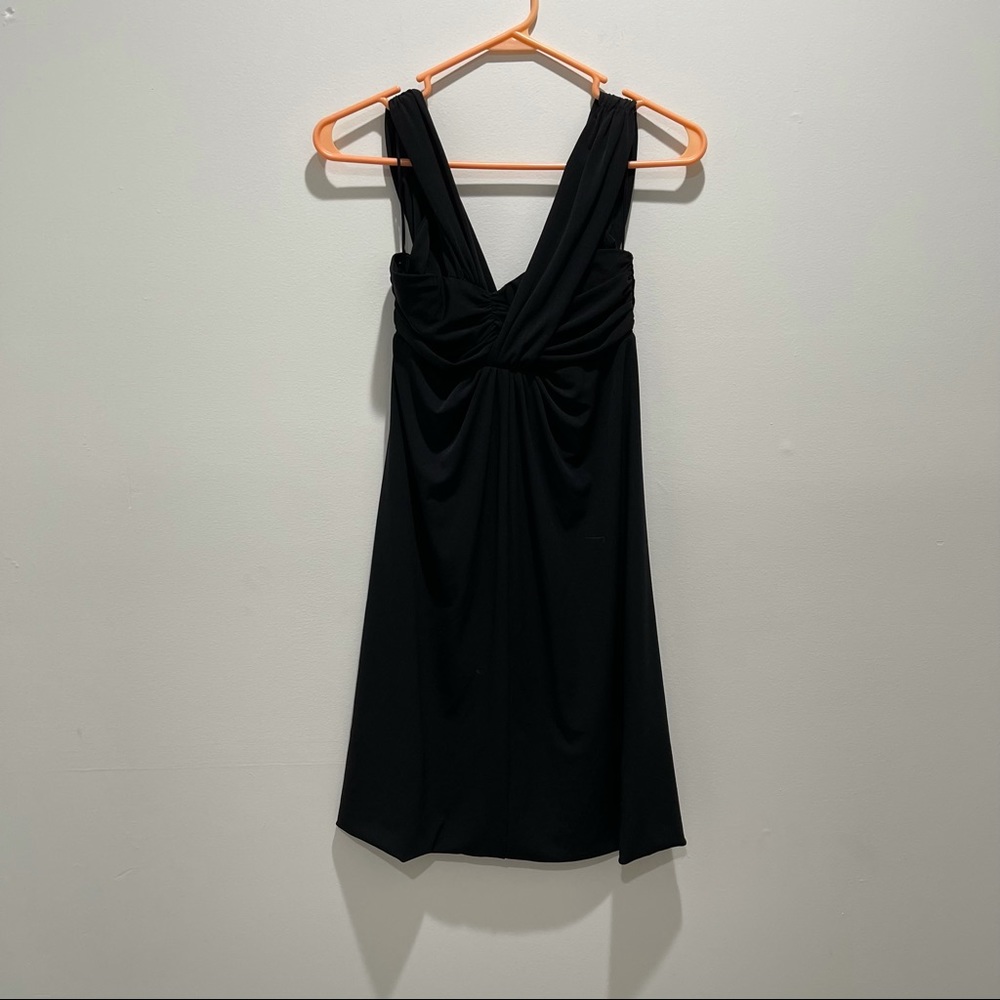Express Black Ruched V-Neck‎ Mini Dress Sleeveless Cocktail Party XS